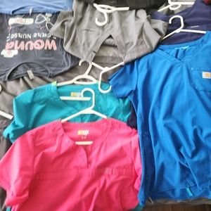 Lot of Like New Nursing Scrubs & Shirts. Medium & Large. Jaanuu, Carhartt, etc.